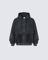 Vintage Washed Fleece Zip Hoodie