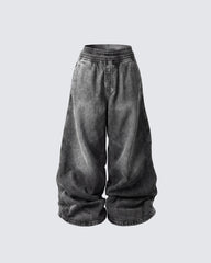 KIIKIO-Double-Ended Washed Loose-Fit SweatPants