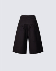 Dark Avant Garde Deconstructed Metal Buckle Suit Shorts