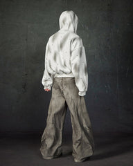 Pearl-Detailed Dirty Wash Zip Hoodie Jacket
