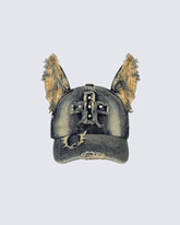 Washed Doberman-Ear Denim Cap