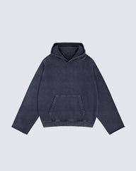 Washed Split-Panel Frayed Hoodie