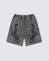 Tribal Print Grey Sweat Shorts
