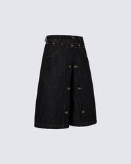American Deconstructed Wide Leg Denim Shorts