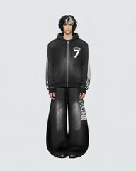 Vintage Loose Fit Distressed Wide-Leg Scimitar Sweatpants