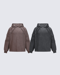 Washed Stitch Detail Oversized Hoodie