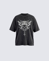 Retro Personality Washed Skull Print T-Shirt