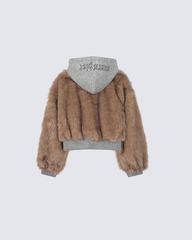 Faux Fur Layered Hooded Jacket