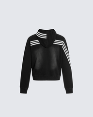 90s Graphic Hoodie with Zipper and Stripes