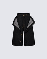 American Deconstructed Wide Leg Denim Shorts