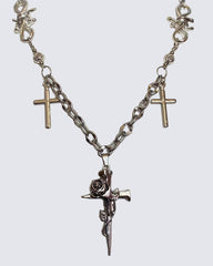 Rose Cross Pendant Necklace