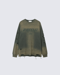 Grunge Distressed Print Oversized Long Sleeve T-Shirt