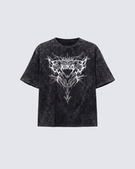 Retro Personality  Washed Skull Print T-Shirt
