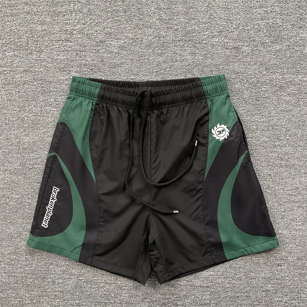 Broken Planet Embroidered Color Block Casual Shorts