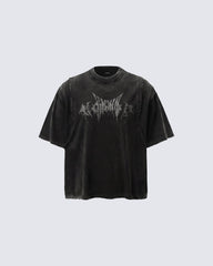 KIIKIO-Washed Vintage Graphic T-Shirt