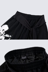 Printed Curved Seam Wide Leg Drawstring Pants