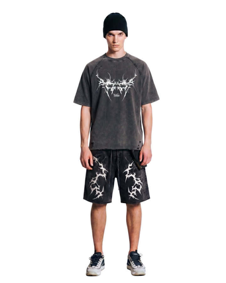 Distressed Graphic Print Oversized T-Shirt