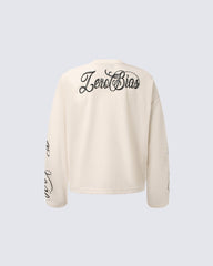American Vintage Letter Print Waffle Long Sleeve T-Shirt