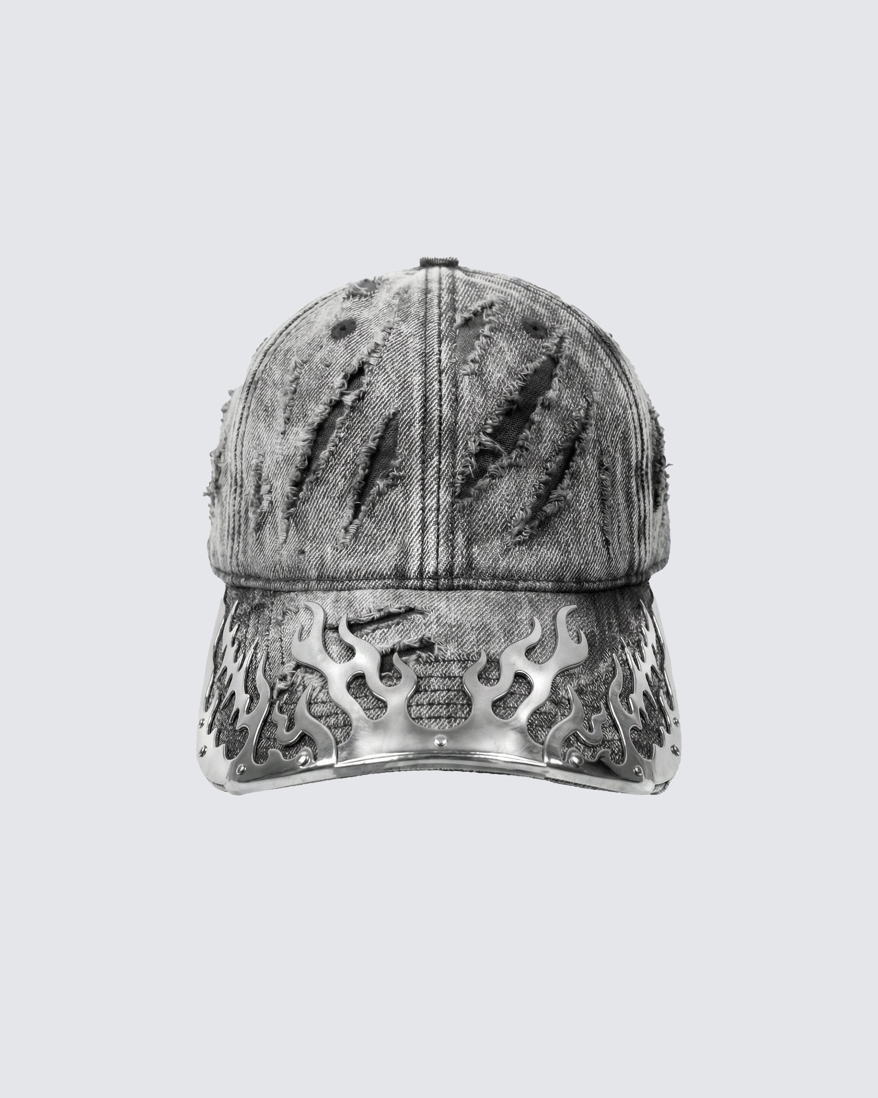 KIIKIO-Post-Apocalyptic Flame Metal Denim Cap