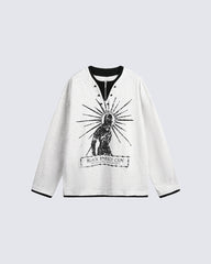 Fake Two-Piece Long Sleeve Zipper Tee