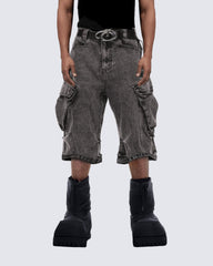 Grunge-Style Grey Cargo Shorts