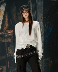 American Skeleton Texture Layered Long T-Shirt