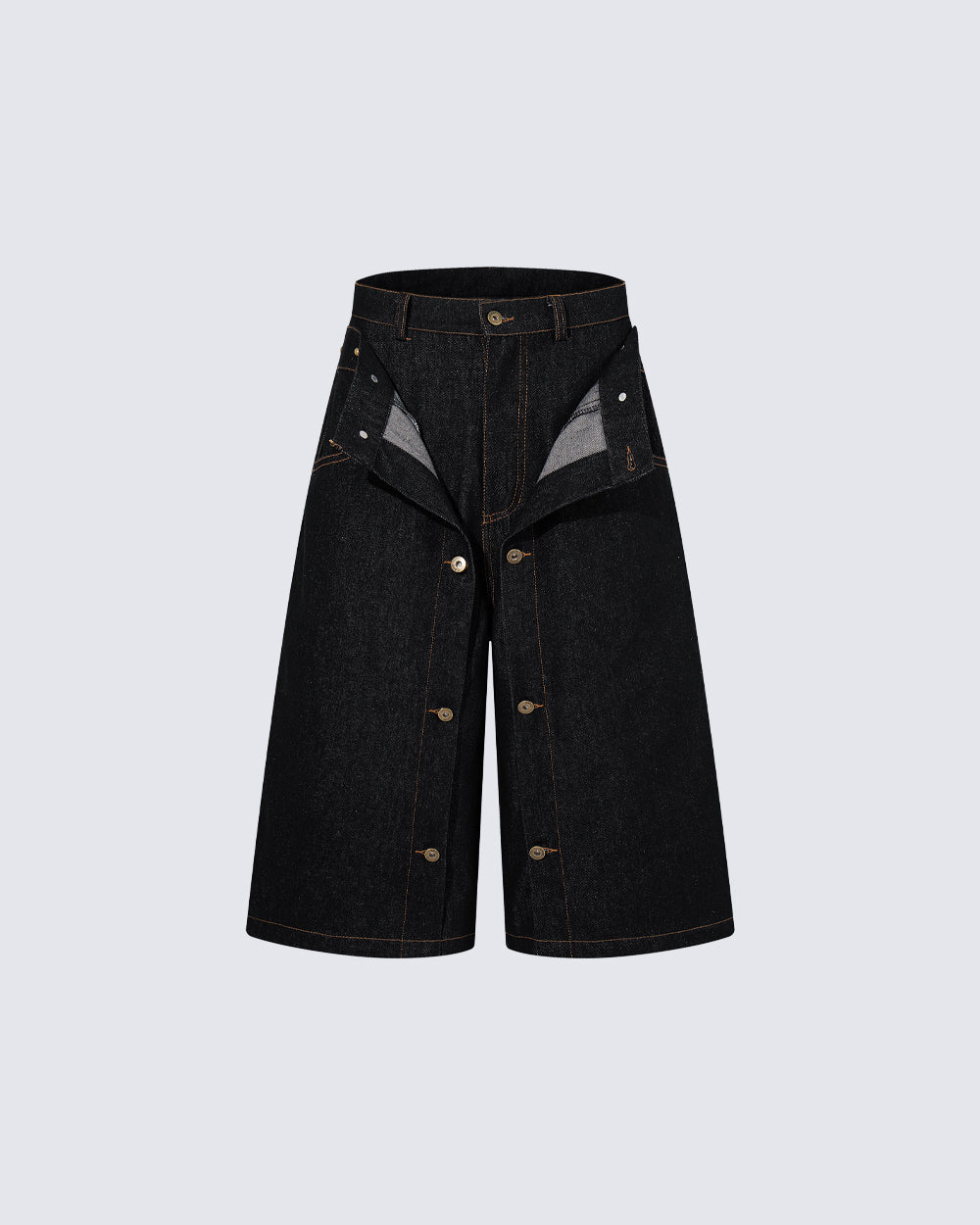 American Deconstructed Wide Leg Denim Shorts
