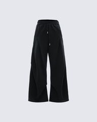 Wide-Leg Drawstring Jogger Pants