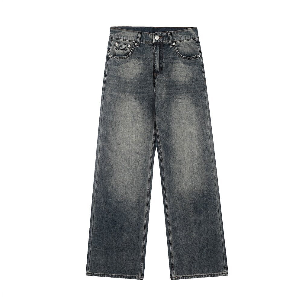 Broken Planet Embroidered Logo Washed Straight Jeans
