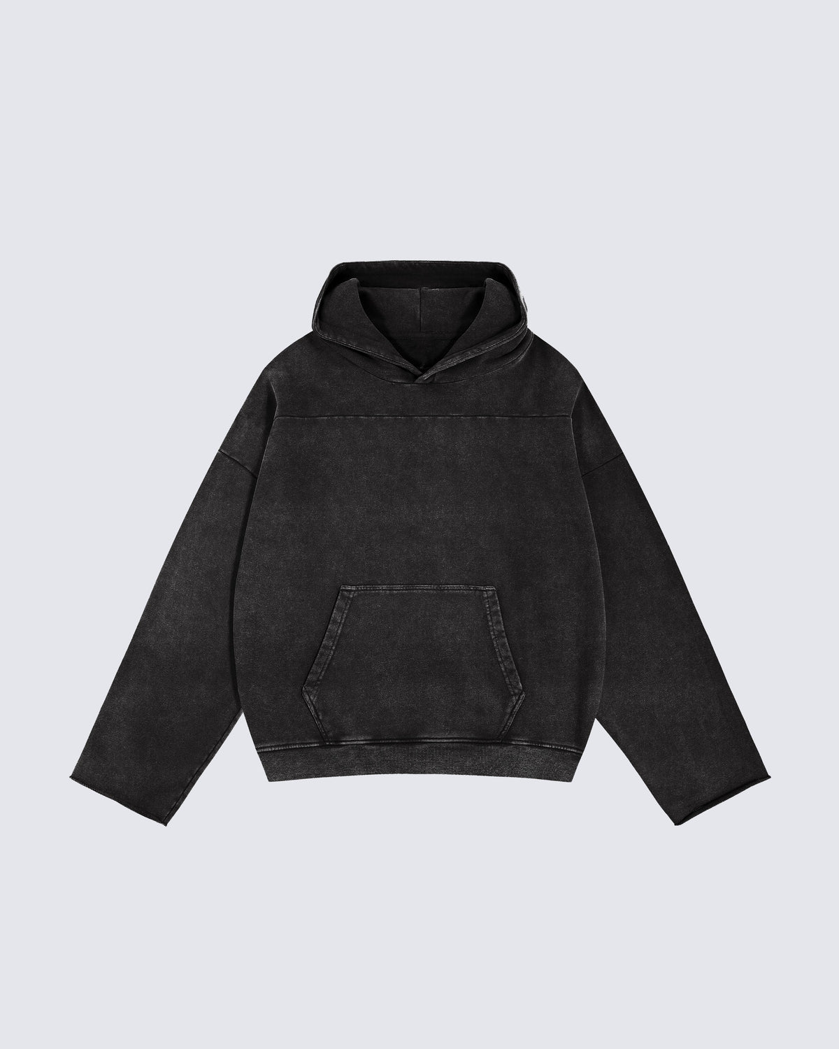 Washed Split-Panel Frayed Hoodie