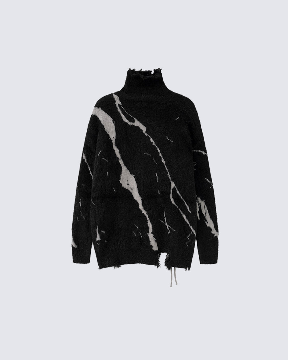 American Dark Aesthetic Distressed Turtleneck Sweater