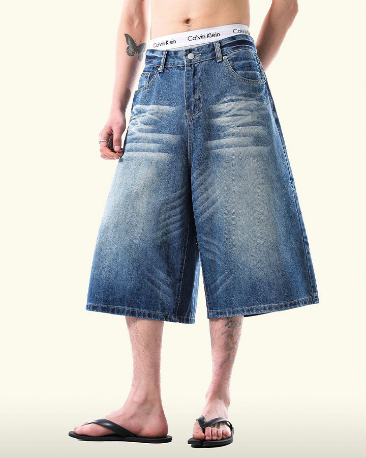 Vintage Washed Split Hem 7/10 Denim Pants