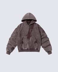 Vintage Washed Oversized Zip-Up Hoodie