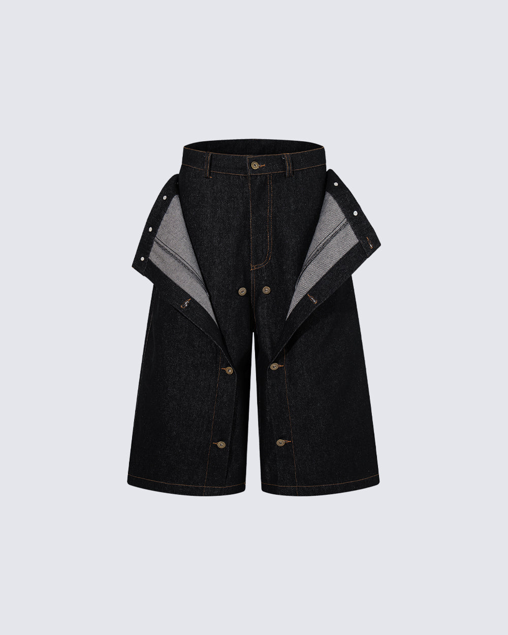 American Deconstructed Wide Leg Denim Shorts